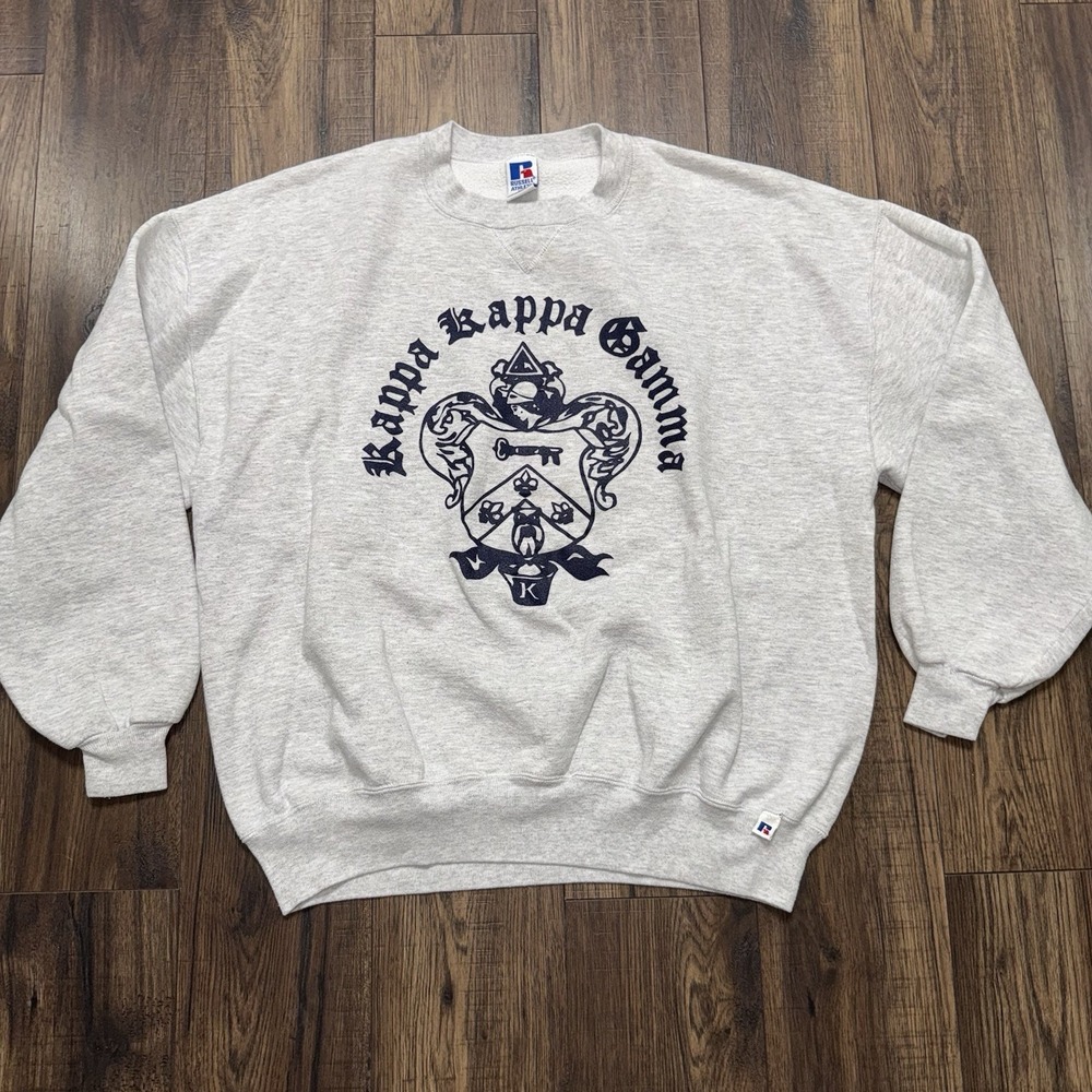 Vintage 90s Russell Athletic Kappa Kappa Gamma Sweatshirt XXL Sorority Gray